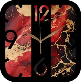 Falióra 35 cm Dekoratív Nappali Piros-arany márvány Láva