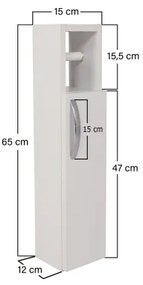 Szekrény WC-papír tartóval STAR 65x15 cm fehér