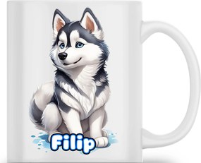 Kerámia Bögre Husky Kutyus Animált Aranyos Állat Ajándék Név