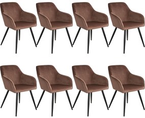 tectake 404045 8 marilyn bársony kinézetű szék, fekete színű - barna - fekete