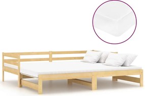 vidaXL tömör fenyőfa kihúzható kanapéágy 2 x (90 x 200) cm