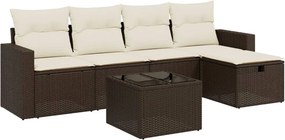 vidaXL 6 részes barna polyrattan kerti ülőgarnitúra párnával