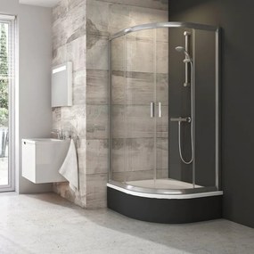 Ravak Blix zuhanykabin 90x90 cm félkör alakú szatén matt/üveg mintával 3B270U40ZG