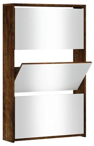 füstös tölgy 3 szintes cipőszekrény tükörrel 63 x 17 x 102,5 cm