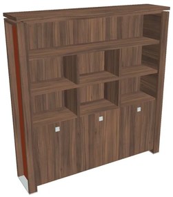Verno+ S magas szekrény 200 x 46 x 210 cm, polccal, dió / narancs