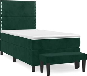 vidaXL sötétzöld bársony rugós ágy matraccal 90x190 cm