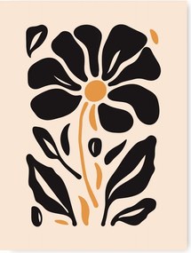 Boho Virágok minimalizmus B2 50x70cm homok fekete narancssárga virág #432