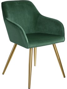 tectake 403651 marilyn bársony kinézetű székek, arany színű - sötétzöld/arany