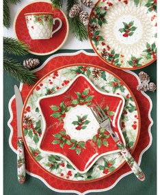 Christmas Berries karácsonyi porcelán desszertes tányér 4 db szett