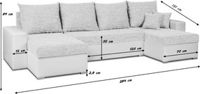 LEO-U Kinyitható kanapé Szürke/szürke