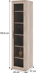 Polcos vitrin, DTD laminált, sonoma tölgyfa, DUNAJ 4