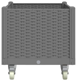 vidaXL világosszürke PP rácsos kerekes ültetőláda 80 x 50 x 54 cm