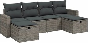 vidaXL 6 részes szürke polyrattan kerti ülőgarnitúra párnákkal