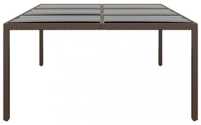 barna üveglapos kerti asztal 200 x 150 x 75 cm