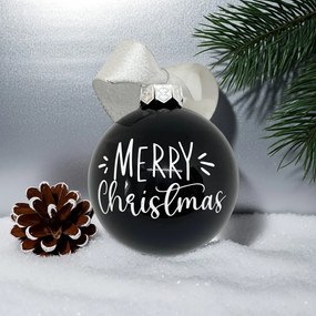 Fényes fekete üveggömb egyedi felirattal 8cm