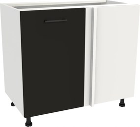 Konyhaszekrény alsó sarok 105 Capri korpusz fehér front fekete matt