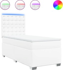 vidaXL fehér műbőr rugós ágy matraccal 80 x 200 cm