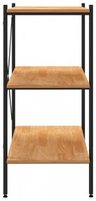 fekete és tölgyfa 3 szintes polcrendszer 80x40x92 cm