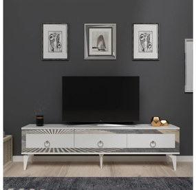TV asztal/szekrény Muvuta 2 (fehér + ezüst) . Akció -21%. 1095414