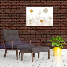 Üveg kép - Repülő léggömbök (70x50 cm)