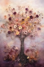 Vászonkép Canvas Dekoráció Szárított Virágok Filc Fa Boho 80x120