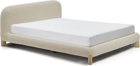 Bézs kárpitozott franciaágy ágyrács nélkül 180x200 cm Odina – Kave Home