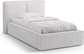 Világosszürke kárpitozott ágyneműtartós egyszemélyes ágy ágyráccsal 90x200 cm Darren – Micadoni