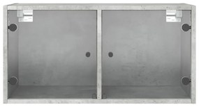 betonszürke faliszekrény üvegajtókkal 68,5x37x35 cm