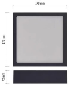 LED Mennyezeti lámpa LED/12,5W/230V 3000/3500/4000K 17x17 cm fekete