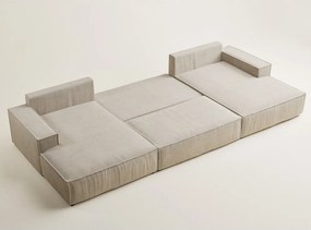 Bézs zsenília kinyitható-tárolóhelyes sarokkanapé (U alakú) Kyoto – Maison de Rêve