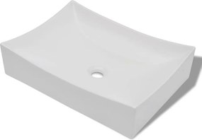 vidaXL Fürdőszoba Kerámia Porcelán Mosogató Müvészet Mosdó Fehér Magasfényű