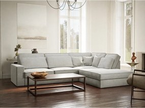 Világosszürke zsenília sarokkanapé (jobb oldali-L alakú) Kirou – Maison de Rêve