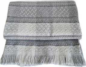 Dekoratív szőtt ágytakaró 170x205 világosszürke krémszínű kockás