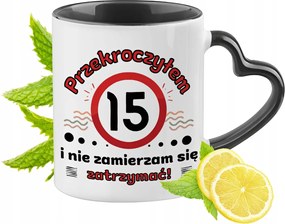 Születésnapra 15 15-as Fekete Bögre Szív Alakú Füllel Ajándék