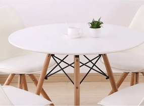 Étkezőasztal, fehér/bükk, átmérő 80 cm, GAMIN 2 NEW 80
