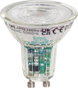 5 darabos intelligens GU10 50 mm-es LED izzókészlet, átlátszó, 4,7 W, 345 lm, 2200-4000K