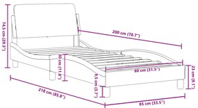 kék szövet ágykeret fejtámlával matrac nélkül 80 x 200 cm