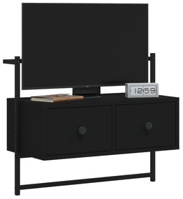 fekete szerelt fa fali TV szekrény 60,5 x 30 x 51 cm