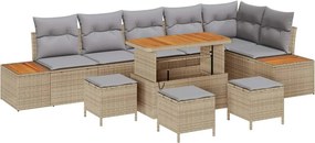 vidaXL Kerti Kanapé Szett 10 pcs Bézs polirattan