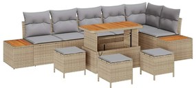 vidaXL Kerti Kanapé Szett 10 pcs Bézs polirattan