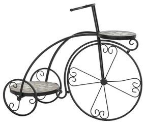 Kovácsoltvas virágtartó bicikli kerámia berakással drapp