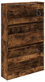 füstös tölgy színű szerelt fa cipőszekrény 80 x 21 x 125,5 cm