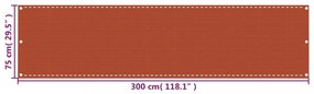 narancssárga HDPE erkélytakaró 75 x 300 cm