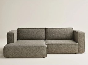 Barna zsenília kinyitható-tárolóhelyes sarokkanapé (bal oldali-heverő résszel) Velto – Maison de Rêve