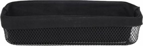 Fém Kosár Fekete Kenyérhez Kenyér Szövetbetét 40x13x9,5 cm