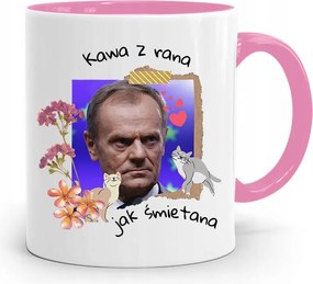 Donald Tusk Rózsaszín Bögre Platform Ajándék fényképes nyomtatással