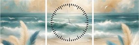 Kép – Festett strand lágy színekben (órával) (90x30 cm)
