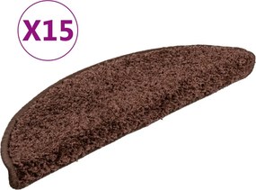 vidaXL 15 db barna félkör alakú lépcsőszőnyeg 56 x 17 x 3 cm