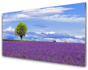 Fali üvegkép Field Lavender fa 120x60cm