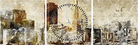 Kép - Művészileg renderelt város (órával) (90x30 cm)
